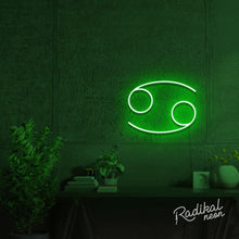 Load image into Gallery viewer, Cancer Astrology Neon Sign - Bright Green