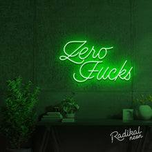 Load image into Gallery viewer, "How many?" Zero Fucks Neon Sign
