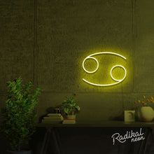 Load image into Gallery viewer, Cancer Astrology Neon Sign - Lemon Yellow