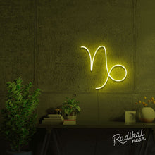Load image into Gallery viewer, Capricorn Astrology Neon Sign - Lemon Yellow