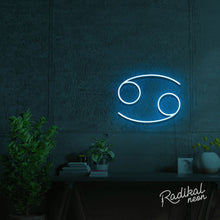 Load image into Gallery viewer, Cancer Astrology Neon Sign - Light Blue