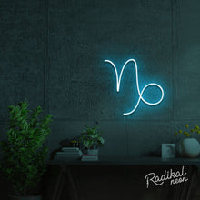 Load image into Gallery viewer, Capricorn Astrology Neon Sign - Pale Blue
