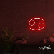 Load image into Gallery viewer, Cancer Astrology Neon Sign - Bright Red