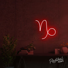 Load image into Gallery viewer, Capricorn Astrology Neon Sign - Bright Red