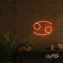 Load image into Gallery viewer, Cancer Astrology Neon Sign - Bright Orange