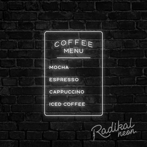 Coffee Menu Neon Sign