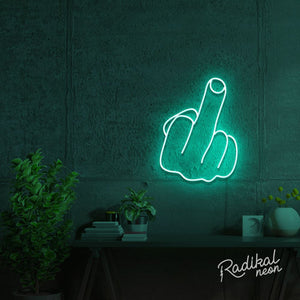 middle finger neon sign