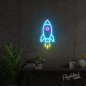 "Blast Off" Rocket Ship Neon Sign