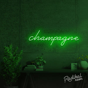 Champagne Neon Sign - Bright Green