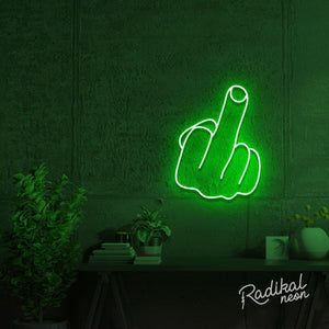 middle finger neon sign