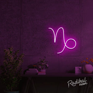 Capricorn Astrology Neon Sign - Hot Pink