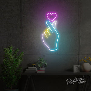 "Finger Heart" K-Pop Hand Neon Sign - 