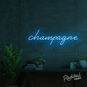 Champagne Neon Sign - Light Blue