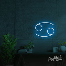 Load image into Gallery viewer, Cancer Astrology Neon Sign - Light Blue
