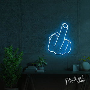 middle finger neon sign