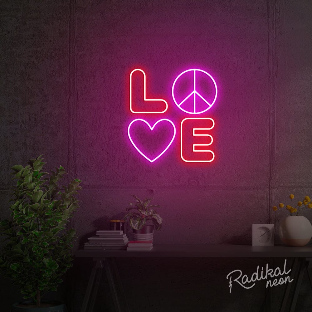 Peace & Love Neon Sign