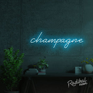 Champagne Neon Sign - Pale Blue