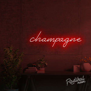 Champagne Neon Sign - Bright Red
