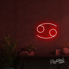 Load image into Gallery viewer, Cancer Astrology Neon Sign - Bright Red
