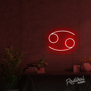 Cancer Astrology Neon Sign - Bright Red