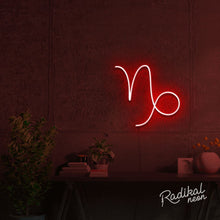 Load image into Gallery viewer, Capricorn Astrology Neon Sign - Bright Red

