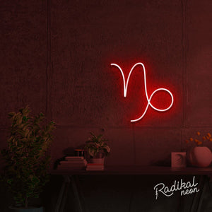 Capricorn Astrology Neon Sign - Bright Red