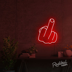 middle finger neon sign