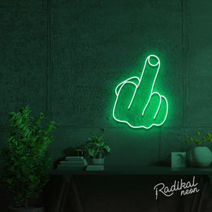 middle finger neon sign