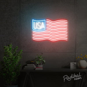 "Stars & Stripes" USA Flag Neon Sign
