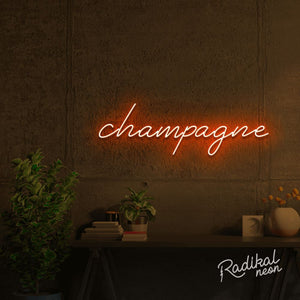 Champagne Neon Sign - Bright Orange