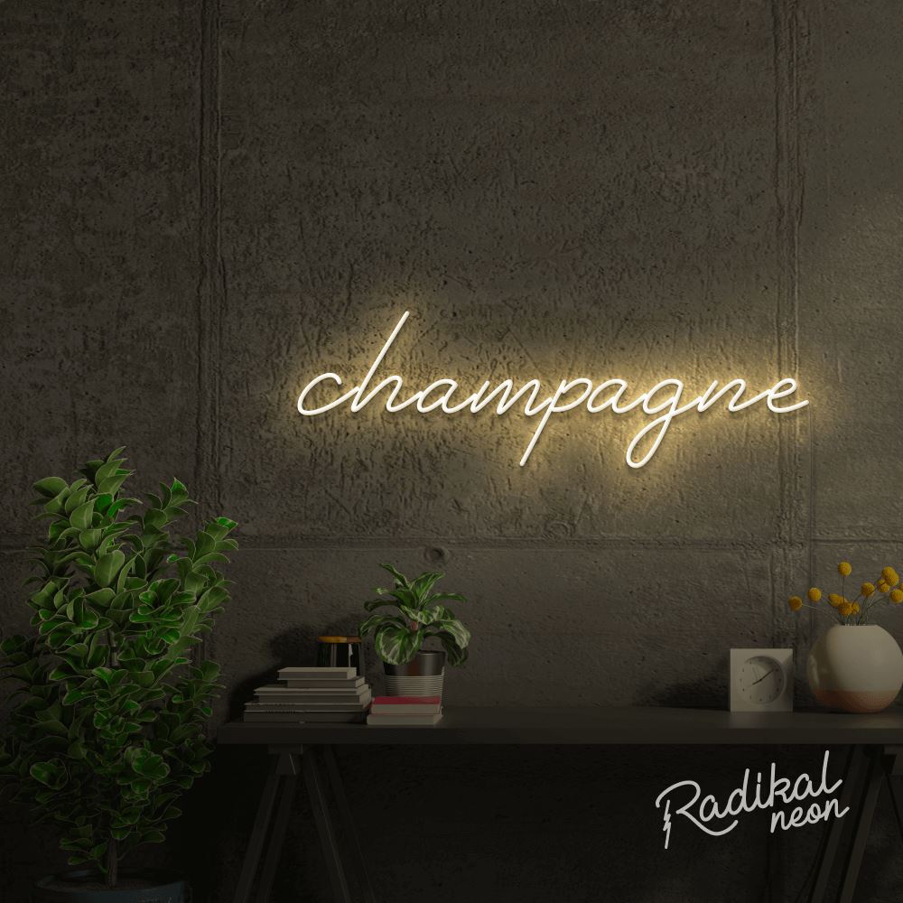 Champagne Neon Sign - Warm White