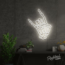 Load image into Gallery viewer, &quot;Rock &#39;til you drop&quot; Skeleton hand Neon Sign
